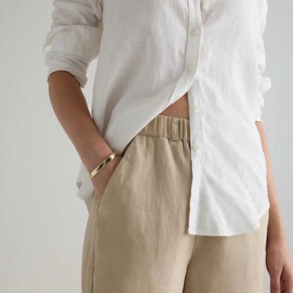 Quince Tan Linen Cropped Pants